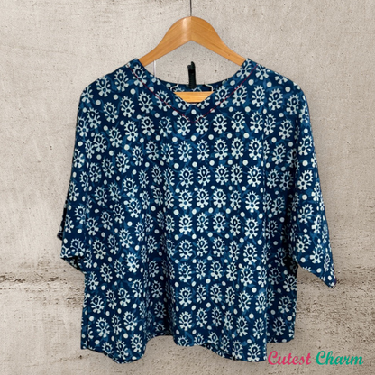 Indigo Butti printed top