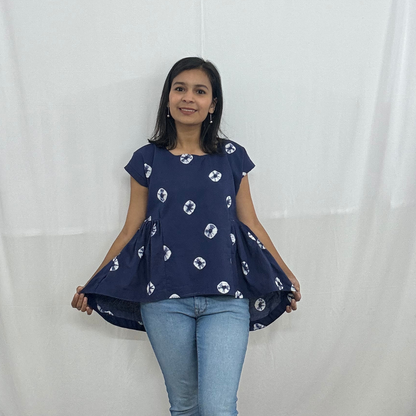 Shibori Peplum Top