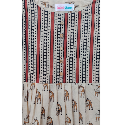 Deer printed patch work kurti