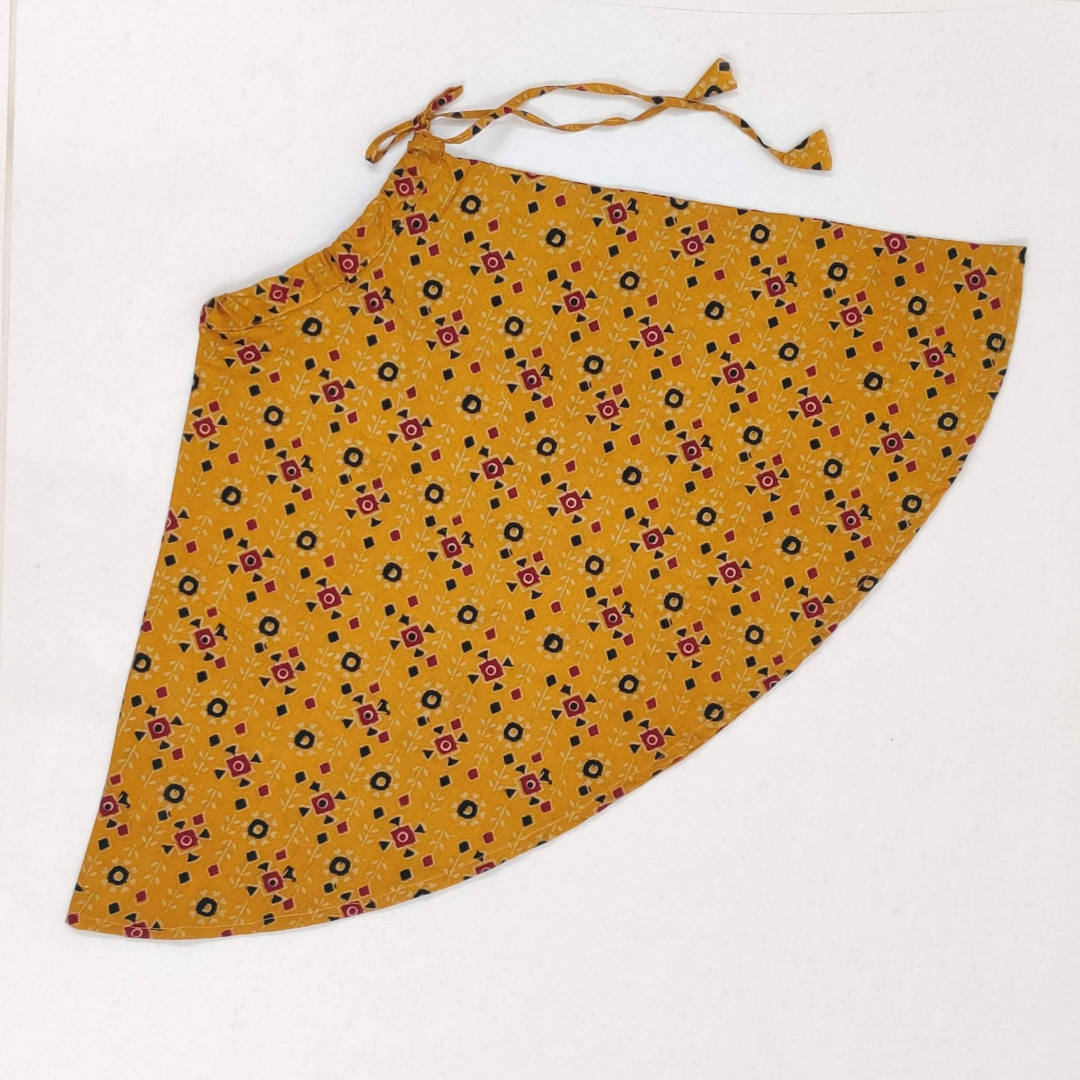 Yellow bandhani printed top and lehenga